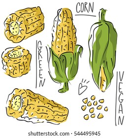 Set illustration with corn and lettering