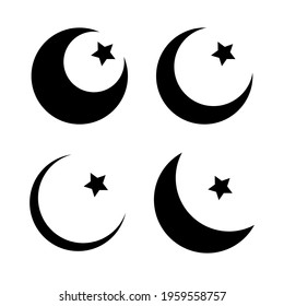 set illustration of a crescent moon and star. Islamic symbol. Islamic icons can be used for the month of Ramadan, Eid and Eid Al-Adha. for logo, website and poster designs. vector