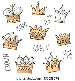 Set illustration with crown and lettering