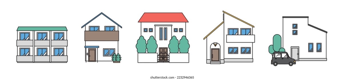 It is a set illustration (D type) of a simple house.