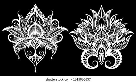 Set of illustration decorative lotuses