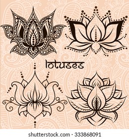 Set of illustration decorative lotuses