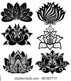 Set of illustration decorative lotuses