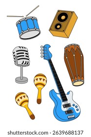 Set Illustration Design Of Music Instrument