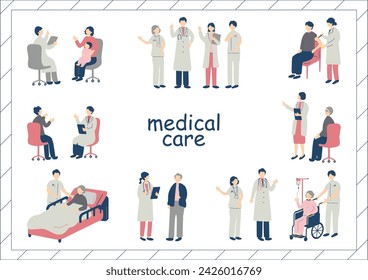 Set Illustration von Ärzten und Patienten