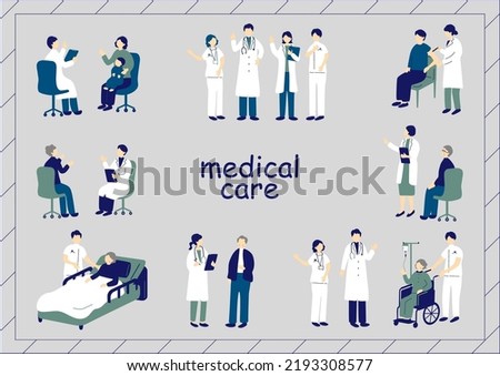 set illustration of doctors and patients