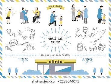 ilustración de conjunto de médicos y niños enfermos
iconos de atención médica
