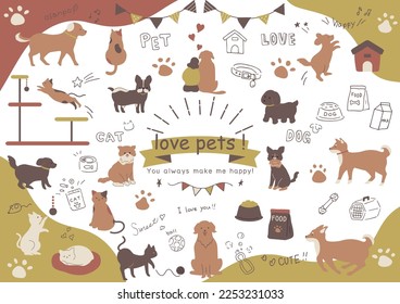 set illustration of dogs and cats