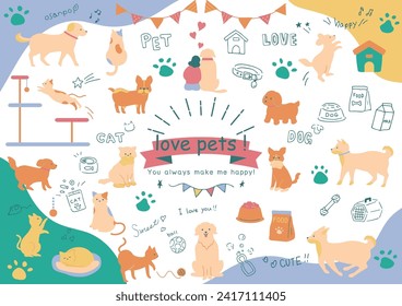 set illustration of dogs and cats