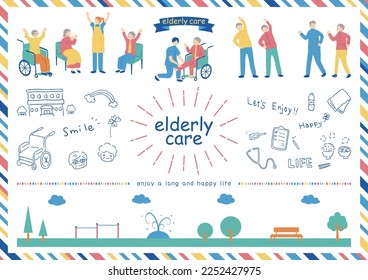 set illustration of elderly people 