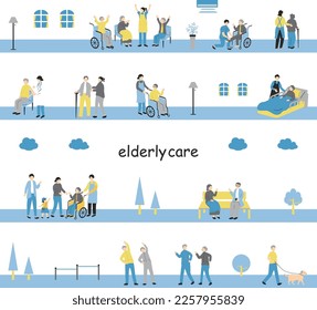 set illustration of elderly people 