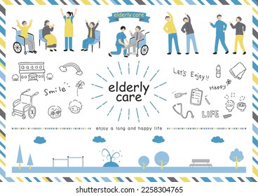 set illustration of elderly people 