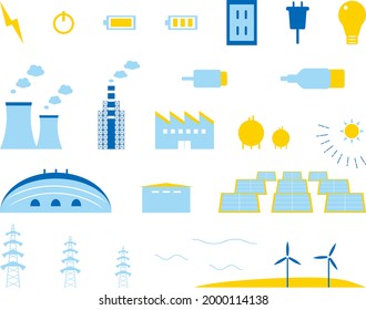 set illustration of electric energy sources icons