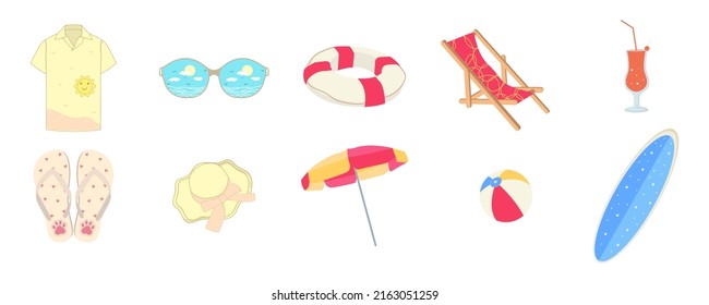 set of illustration elements for summer day, element for your design