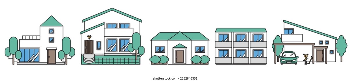 It is a set illustration (F type) of a simple house.
