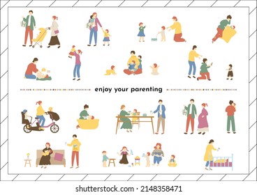 set illustration of family and baby icons