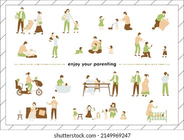 set illustration of family and baby icons