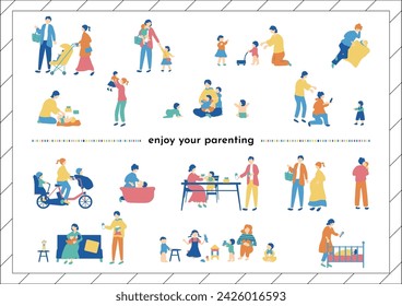 set illustration of family and baby icons