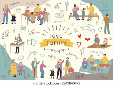 set illustration of family people