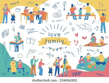 set illustration of family people