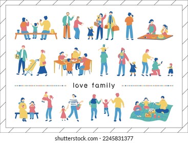 set illustration of family people