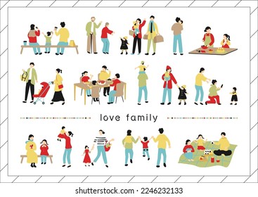 set illustration of family people