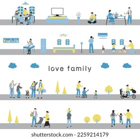 set illustration of family people