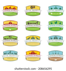 Set of illustration farm labels.Vector