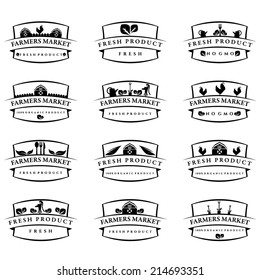 Set of illustration farm labels.Vector