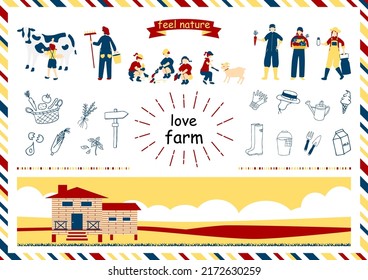 Set Illustration Of Farmers And People Enjoying Dairy Farming Experience