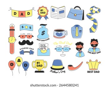 Conjunto de ilustración para la colección de elementos del día del padre