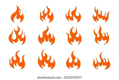 Set illustration of fire icon illustration.simple fire symbol on white background