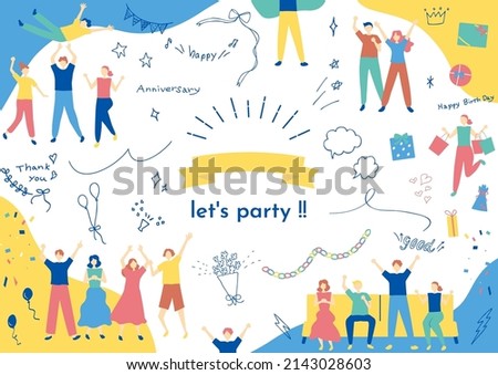 set illustration of flat style people enjoying party