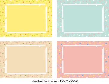 set illustration of flower pattern frame