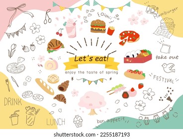 set illustration of foods and drink