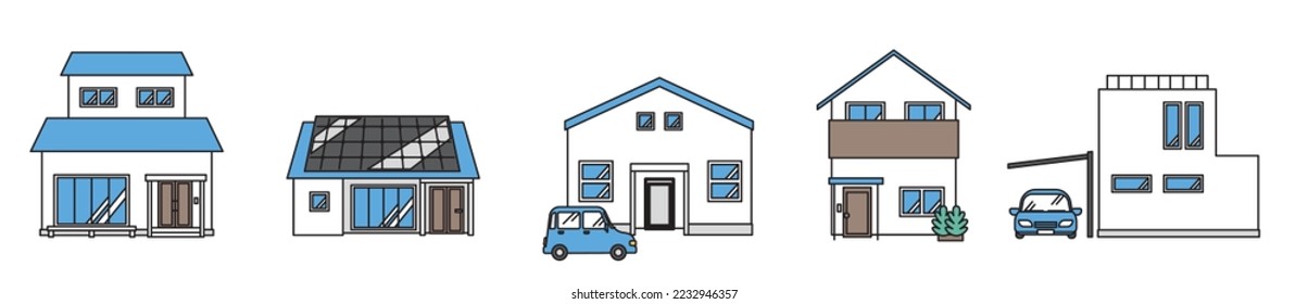 It is a set illustration (G type) of a simple house.