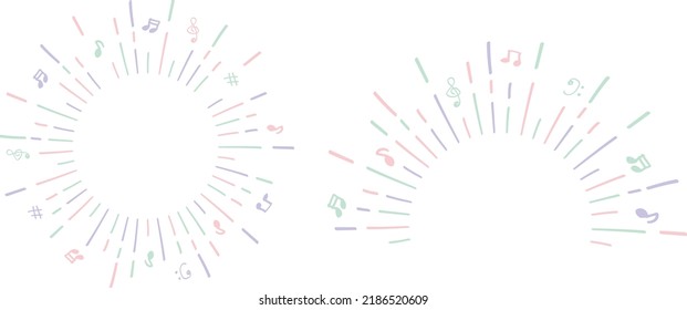 set illustration of geometric pattern effect line and musical notes