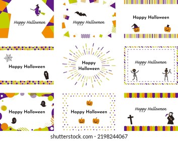 set illustration of geometric pattern and Halloween icons background