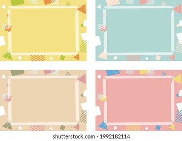 set illustration of Geometric square and triangle pattern frame