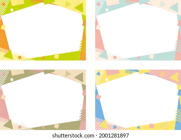 set illustration of Geometric square and triangle pattern frame