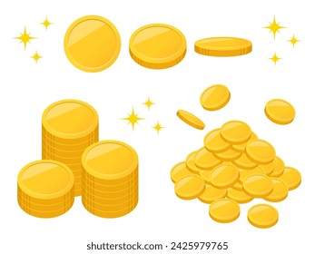 Set illustration of golden coins