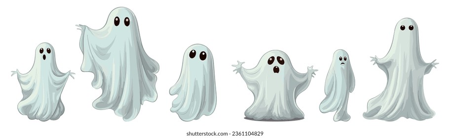 set of illustration group of a ghost. isolated on a transparent background. eps 10