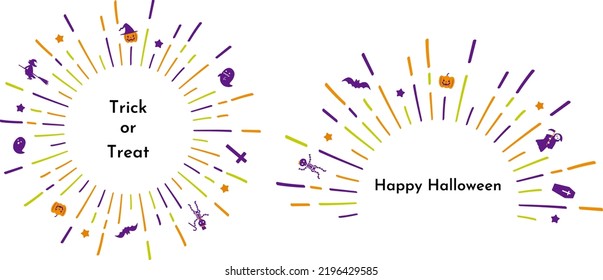 set illustration of Halloween icons and  geometric pattern effect line