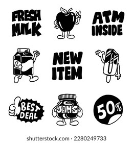Set of illustration Hand drawing grocery icons, good for social media content, print base application and merchandise.