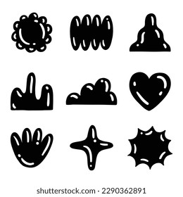 Juego de ilustraciones Iconos de la forma de dibujo mano