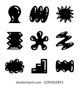 Juego de ilustraciones Iconos de la forma de dibujo mano