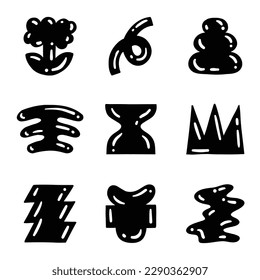 Juego de ilustraciones Iconos de la forma de dibujo mano