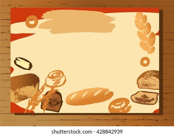 Set of illustration of hand drawn bread for menu bake shop and house. 