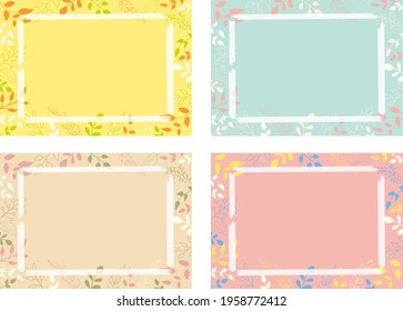 set illustration of hand drawn leaf frame