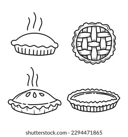 Set of illustration Homemade pie hand drawn sketch dessert.